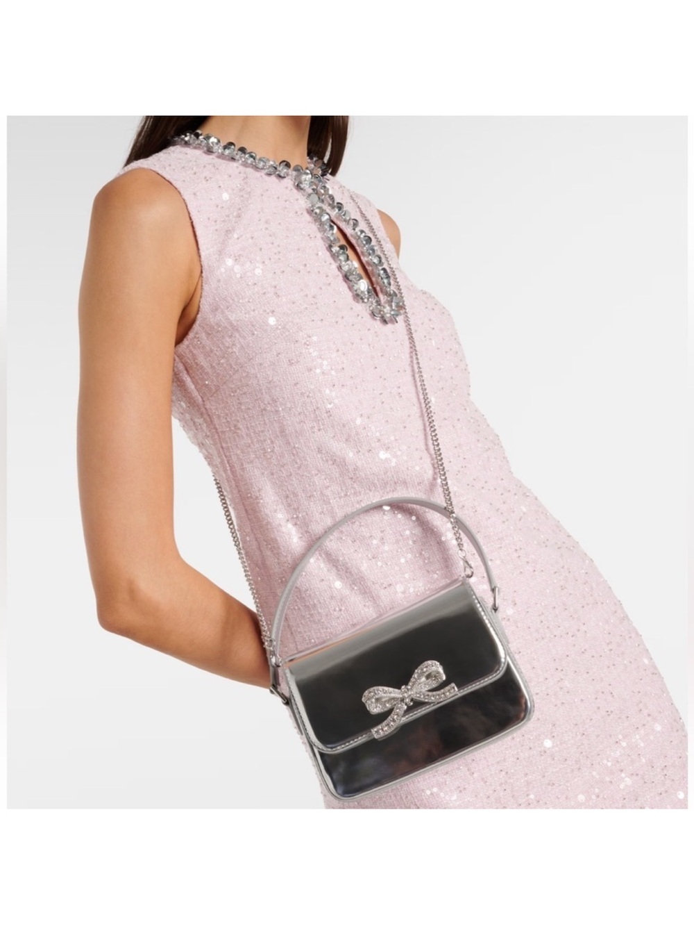 Self portrait Silver Bow-Accent Top-Handle Bag - Picture 5 of 5